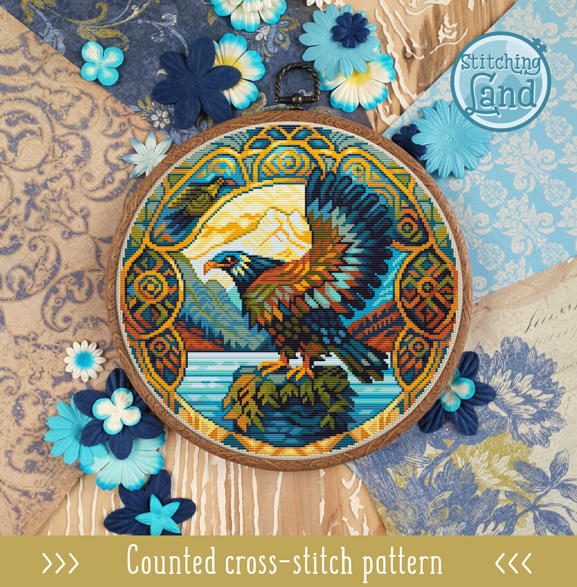 Art Nouveau Eagle II Cross Stitch Pattern