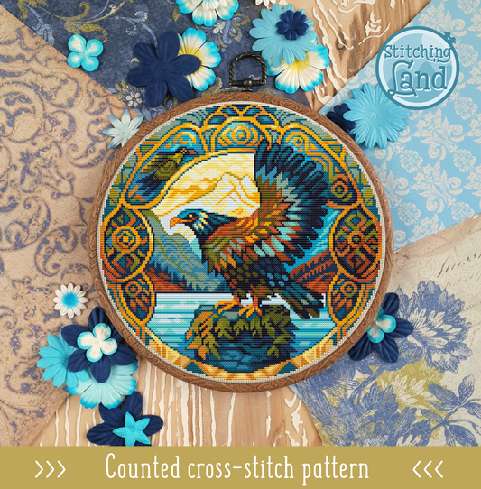 Art Nouveau Eagle II Cross Stitch Pattern