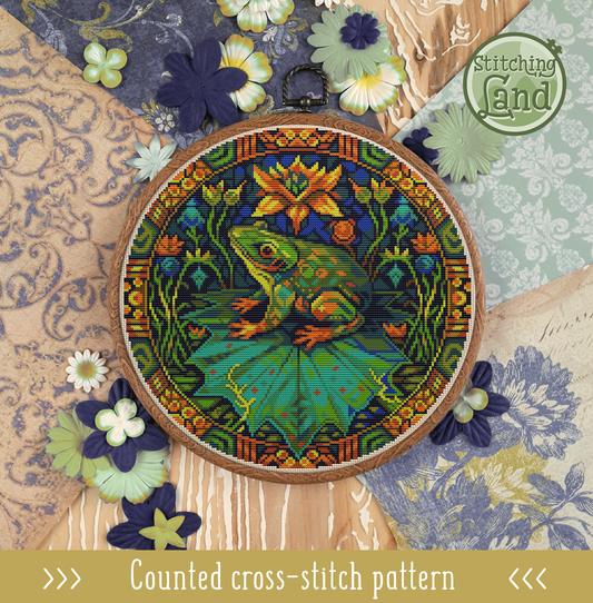 Art Nouveau Frog Cross Stitch Pattern