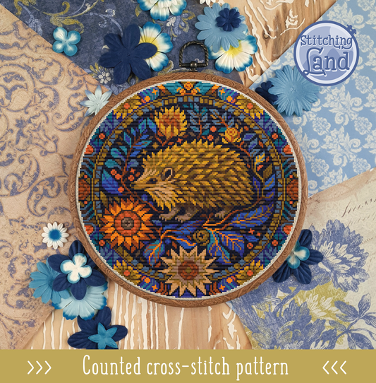 Art Nouveau Hedgehog II Cross Stitch Pattern