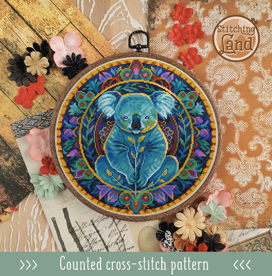 Art Nouveau Koala Cross Stitch Pattern
