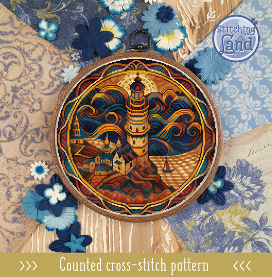 Art Nouveau Lighthouse III Cross Stitch Pattern