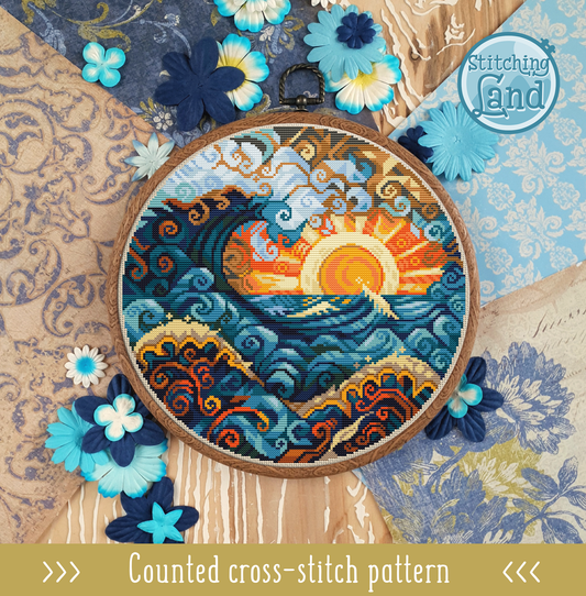 Art Nouveau Ocean Cross Stitch Pattern