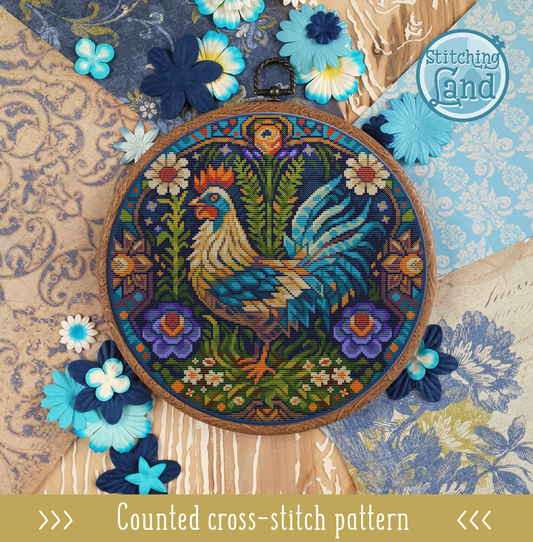 Art Nouveau Rooster II Cross Stitch Pattern