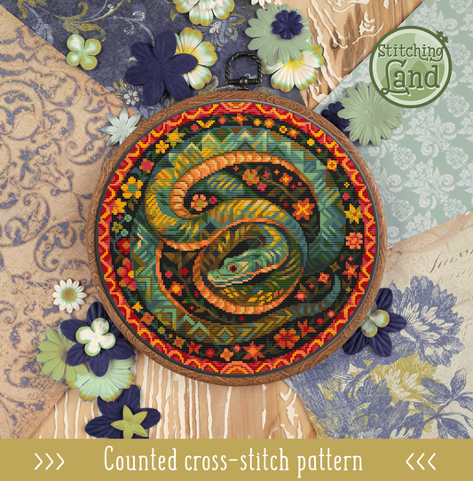 Art Nouveau Snake Cross Stitch Pattern