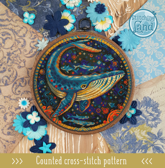 Art Nouveau Whale Cross Stitch Pattern