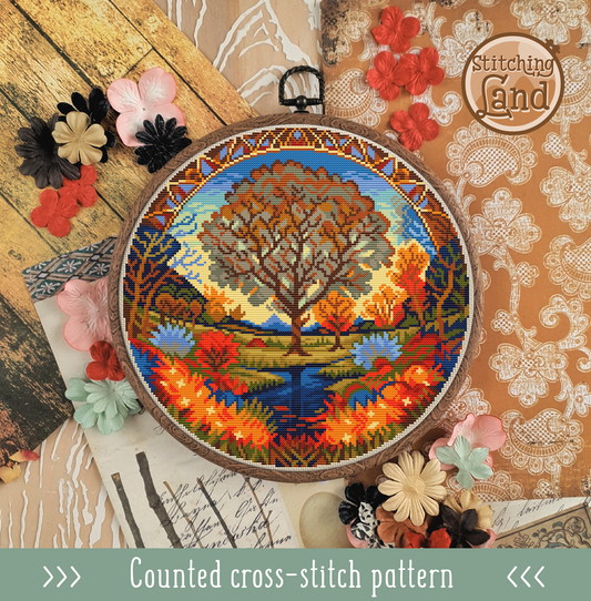 Autumn Pond Cross Stitch Pattern
