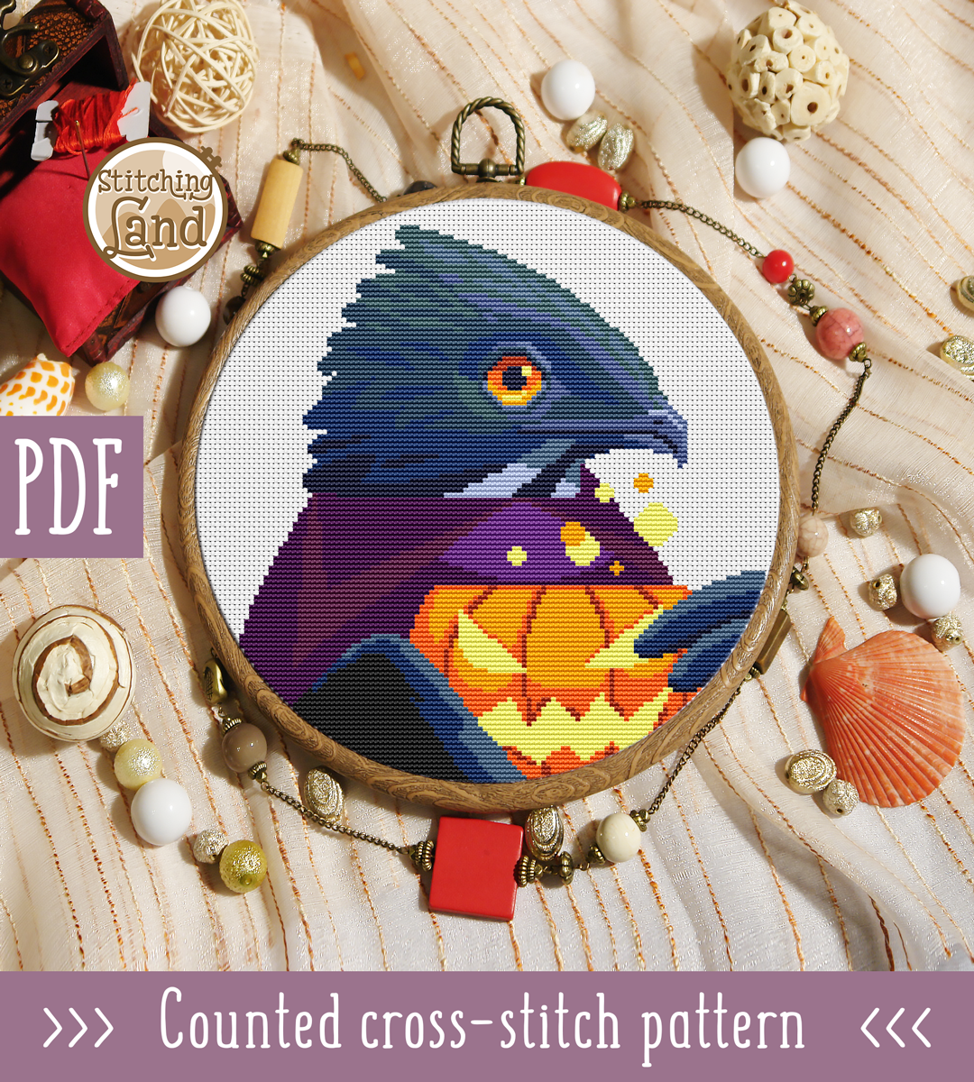 Mr. Bat Hawk Cross Stitch Pattern