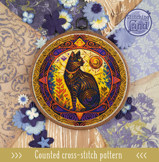 Black Cat's Charm Cross Stitch Pattern