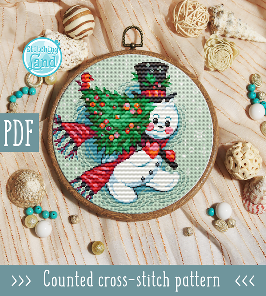 Christmas Snowman II Cross Stitch Pattern