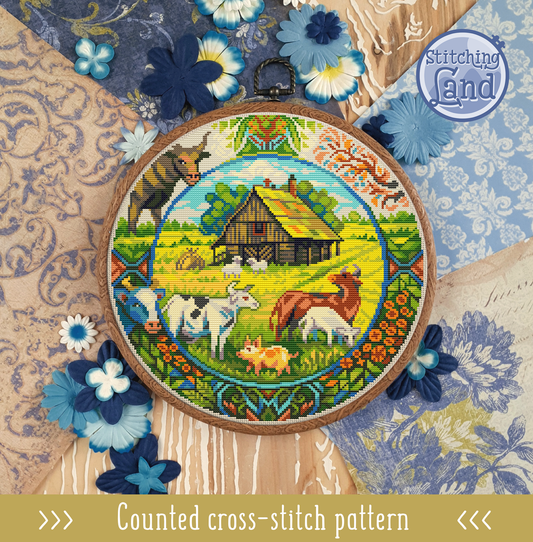 Cow Farm Cross Stitch Pattern