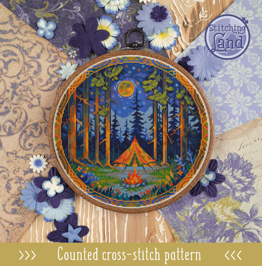 Forest Night Cross Stitch Pattern