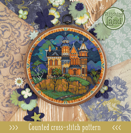 Gothic Mansion Cross Stitch Pattern