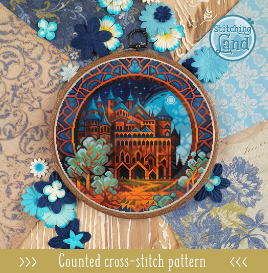 Moon Castle Cross Stitch Pattern