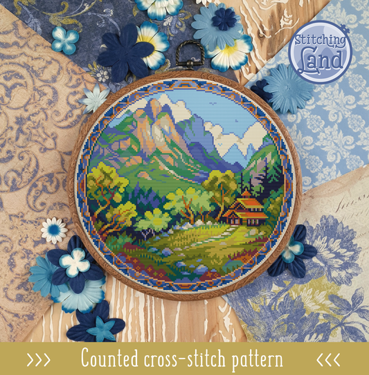 Mountain Lodge Cross Stitch Pattern