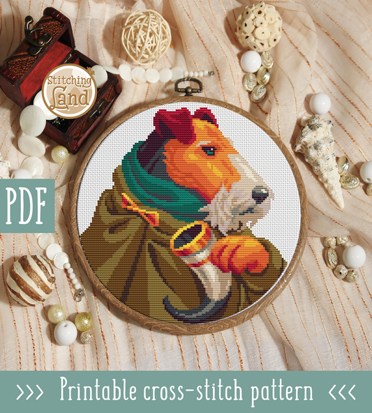 Mr. Fox Terrier Cross Stitch Pattern