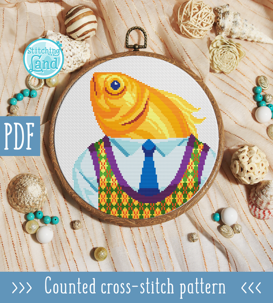 Mr. Golden Fish Cross Stitch Pattern