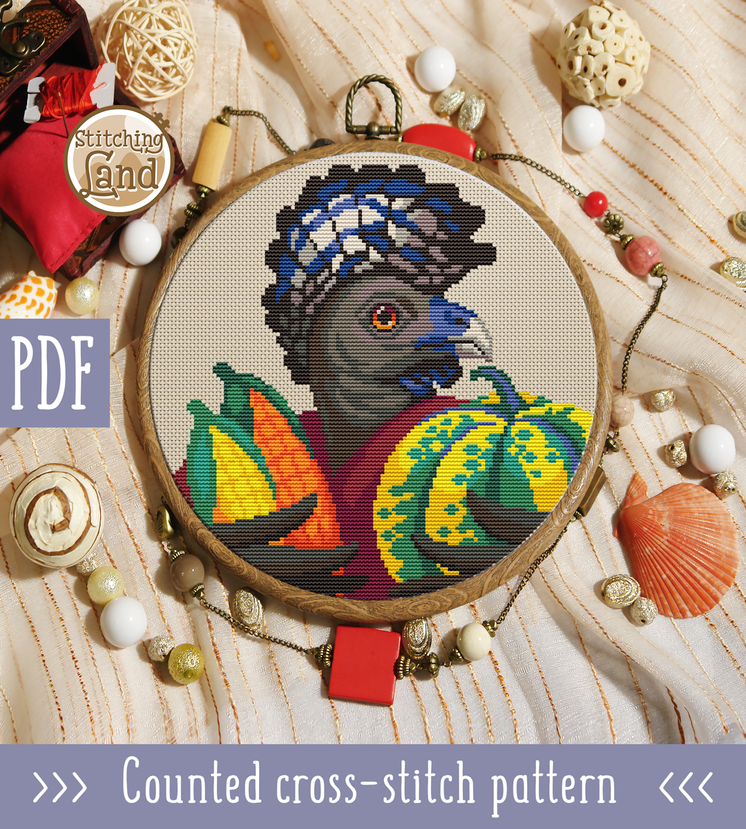 Mr. Great Curassow Cross Stitch Pattern