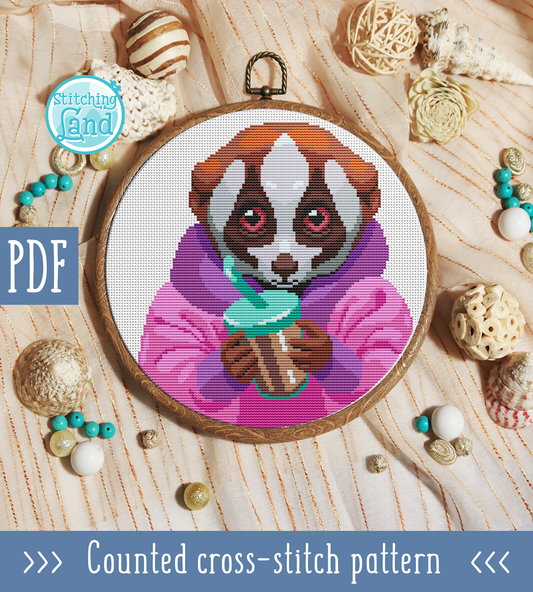 Mr. Lemur Cross Stitch Pattern