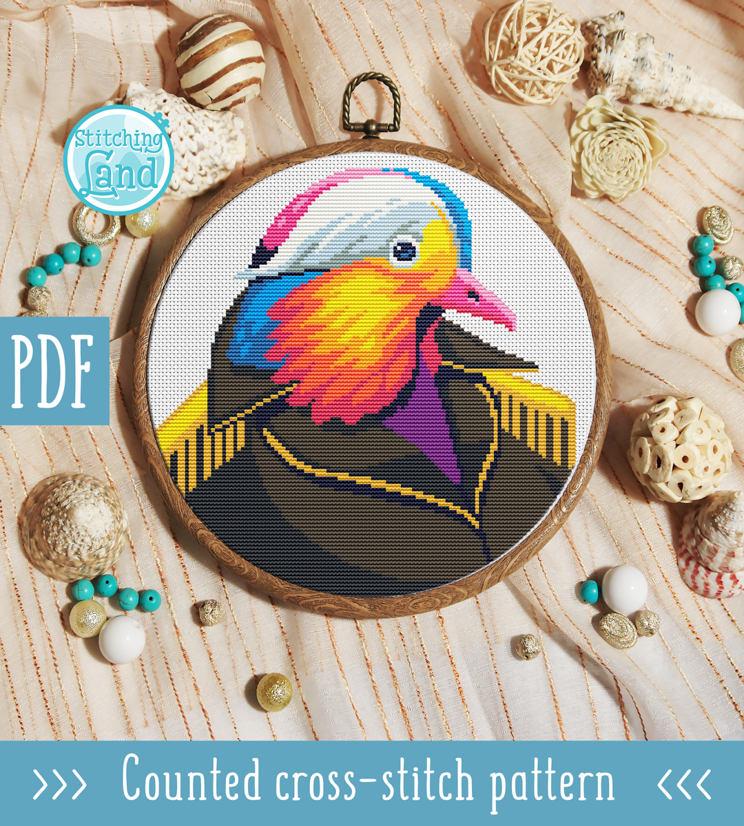Mr. Mandarin Duck Cross Stitch Pattern