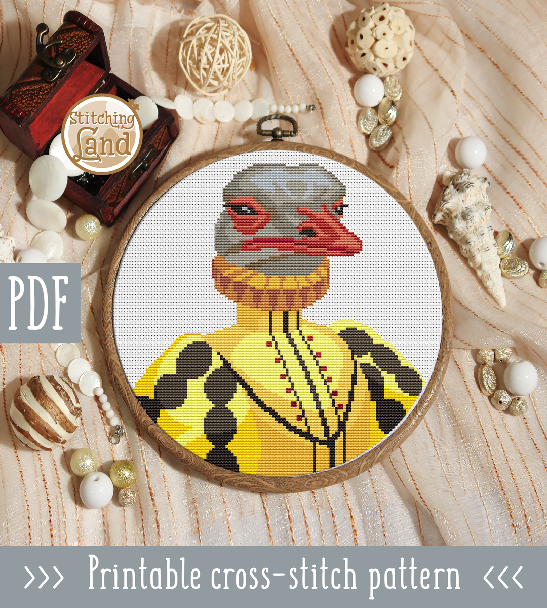 Mr. Ostrich Cross Stitch Pattern