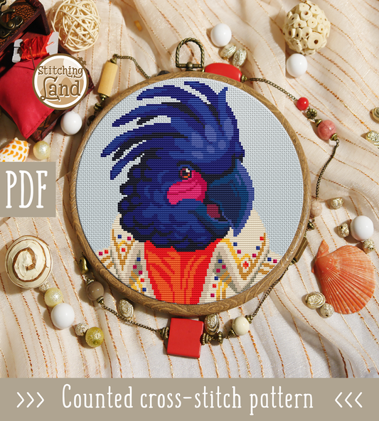 Mr. Palm Cockatoo Cross Stitch Pattern