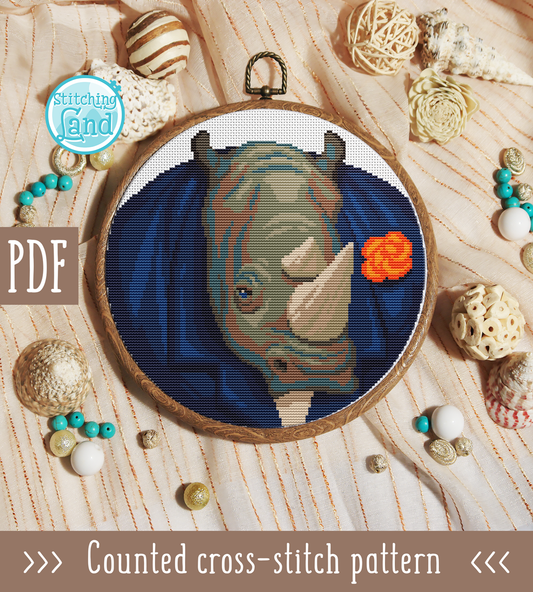 Mr. Rhino Cross Stitch Pattern