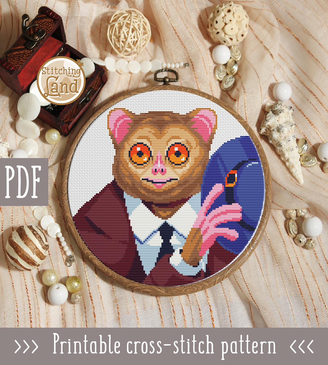 Mr. Tarsier Cross Stitch Pattern