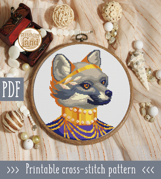 Mrs. Gray Fox Cross Stitch Pattern