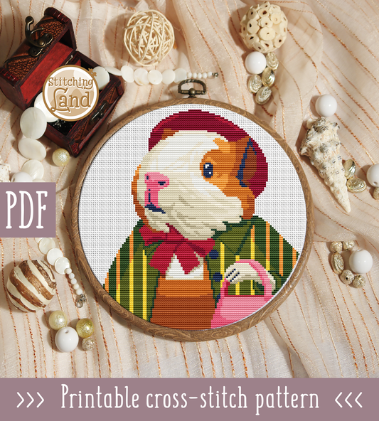 Mrs. Guinea Pig Cross Stitch Pattern