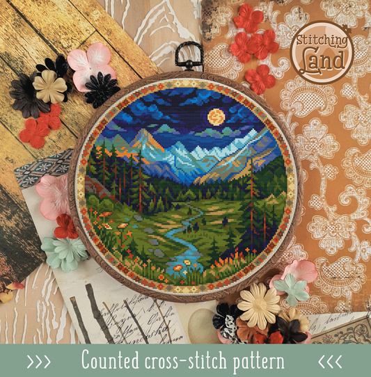 Night Valley Cross Stitch Pattern