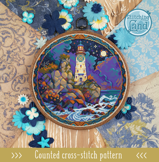 Nocturnal Lighthouse Cross Stitch Pattern