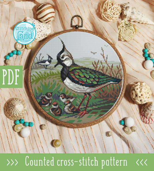 Northern Lapwing Cross Stitch Pattern