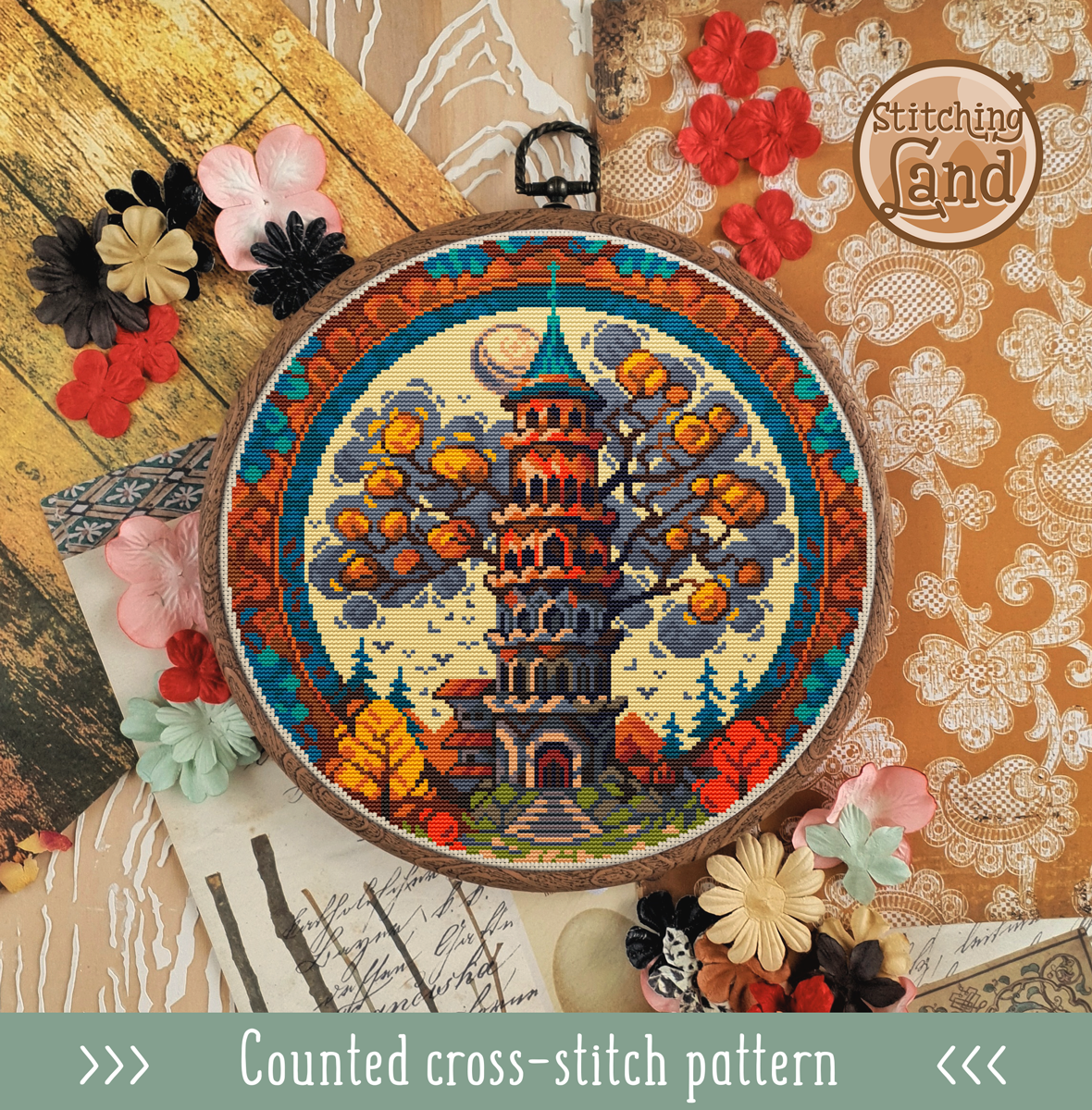 Old Tower Cross Stitch Pattern