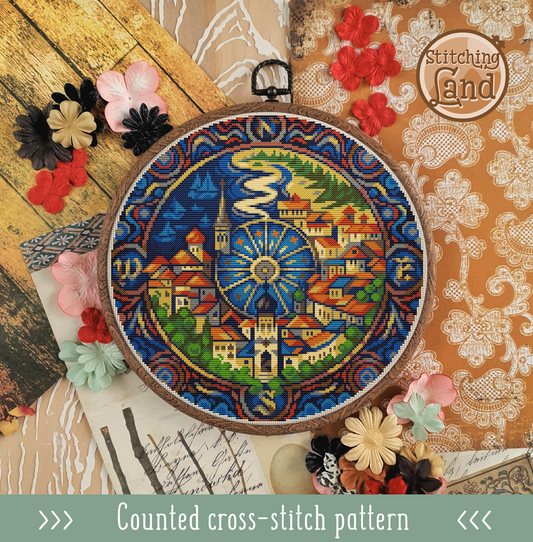 Old Town Map Cross Stitch Pattern