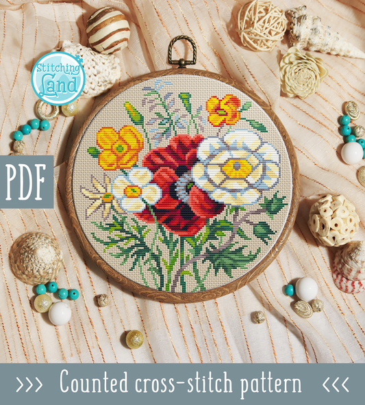 Poppies Cross Stitch Pattern
