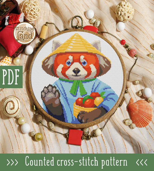 Red Panda San Cross Stitch Pattern