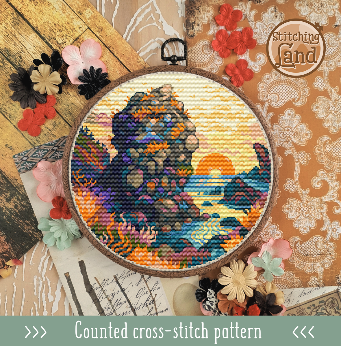 Rocky Shore Cross Stitch Pattern