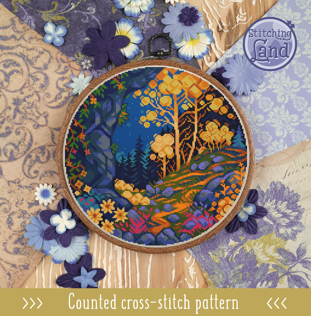 Rocky Slope Cross Stitch Pattern
