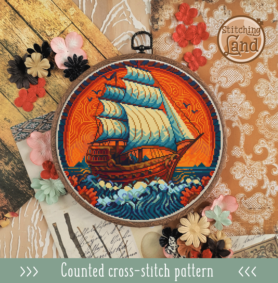 Sailing Ship Cross Stitch Pattern