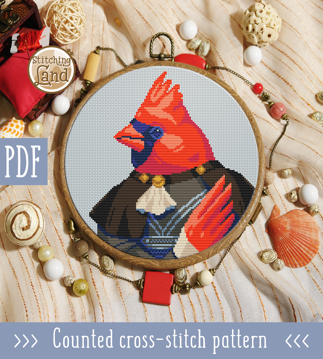 Sir Cardinalis Cross Stitch Pattern