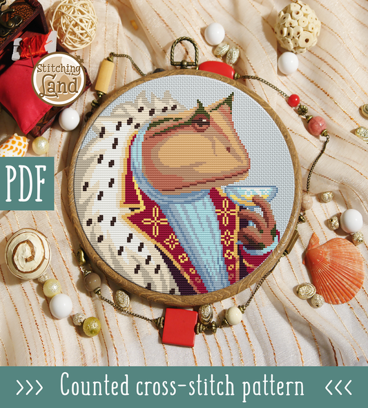Sir Horned Frog Cross Stitch Pattern
