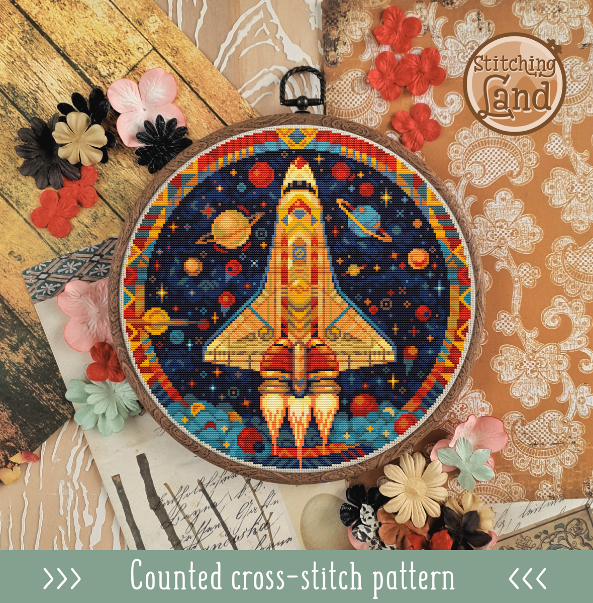 Space Flight Cross Stitch Pattern