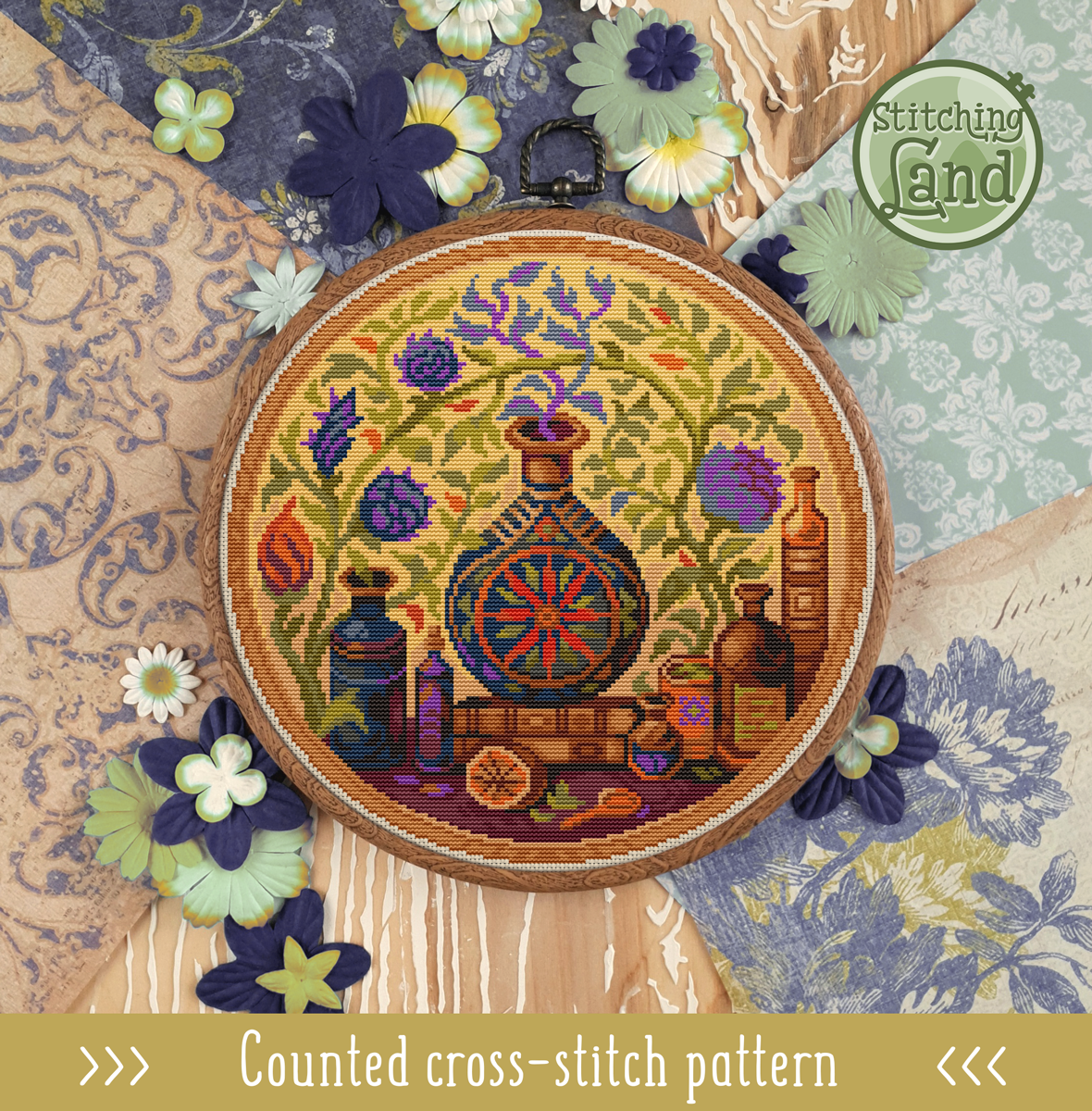 Still Life Herbs III Cross Stitch Pattern