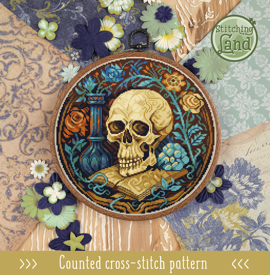 Still Life & Scull Cross Stitch Pattern
