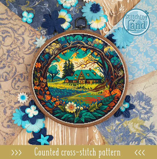 Summer Village Cross Stitch Pattern