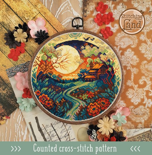 Sunset Lodge Cross Stitch Pattern