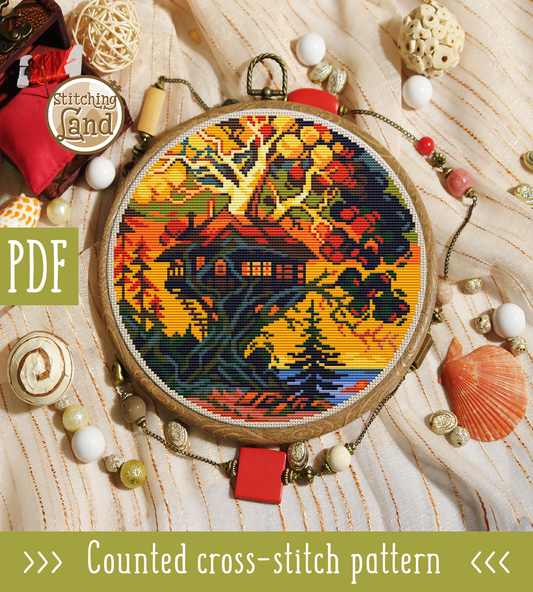 Tree House Cross Stitch Pattern