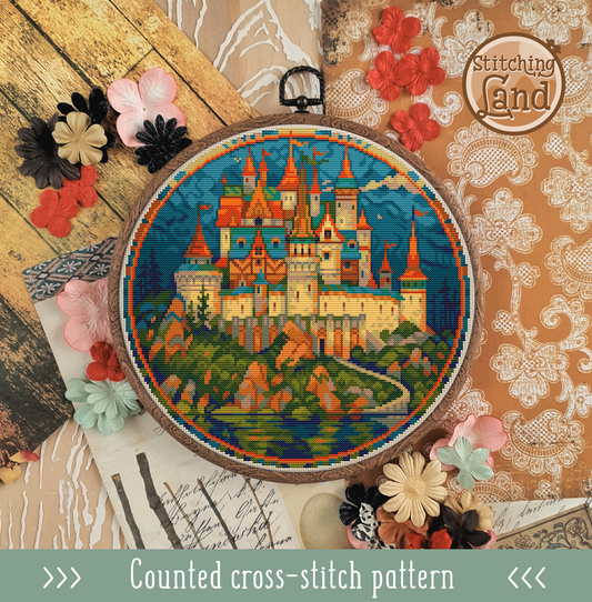 Waterfront Castle Cross Stitch Pattern