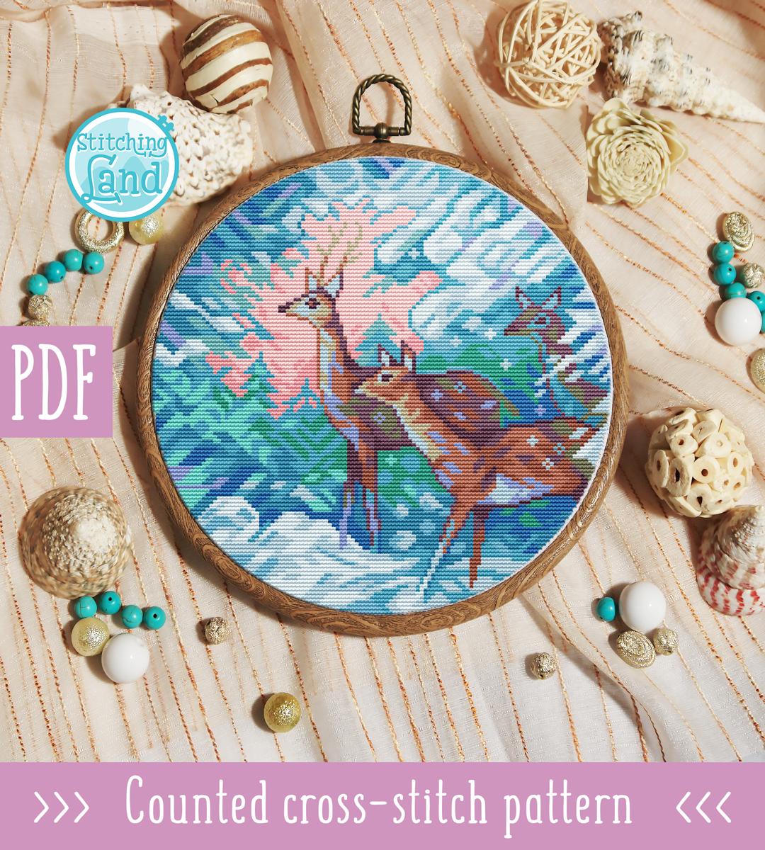 Winter Deer II Cross Stitch Pattern